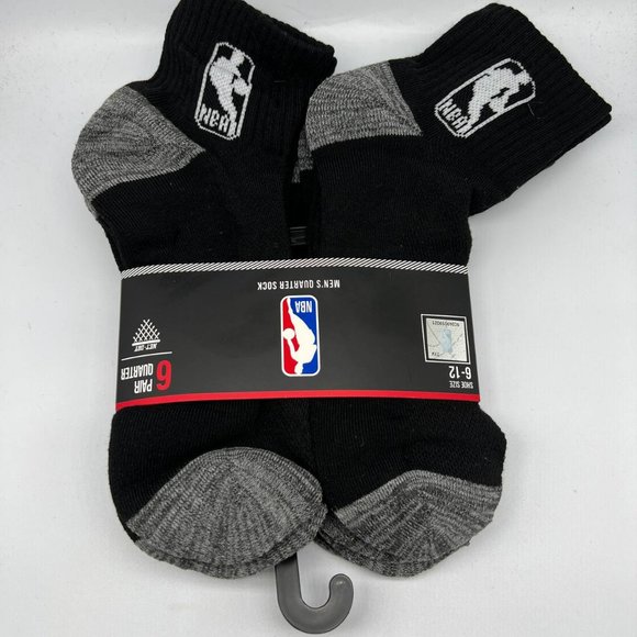 NBA Underwear & Socks Official Nba Logo Mens Quarter Socks 6 Pairs